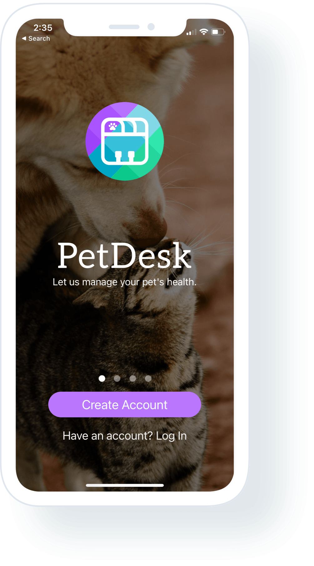 pet desk mobile app view